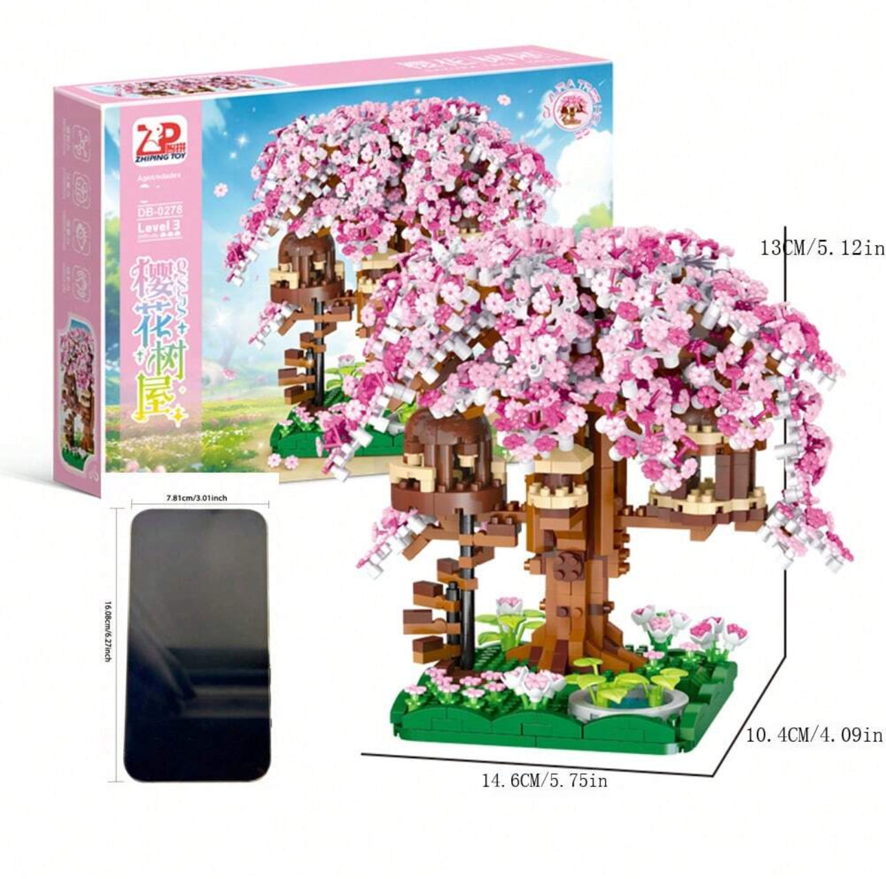 Pink Cherry Blossom Treehouse Bonsai Building Blocks Sets | High Quality Toys